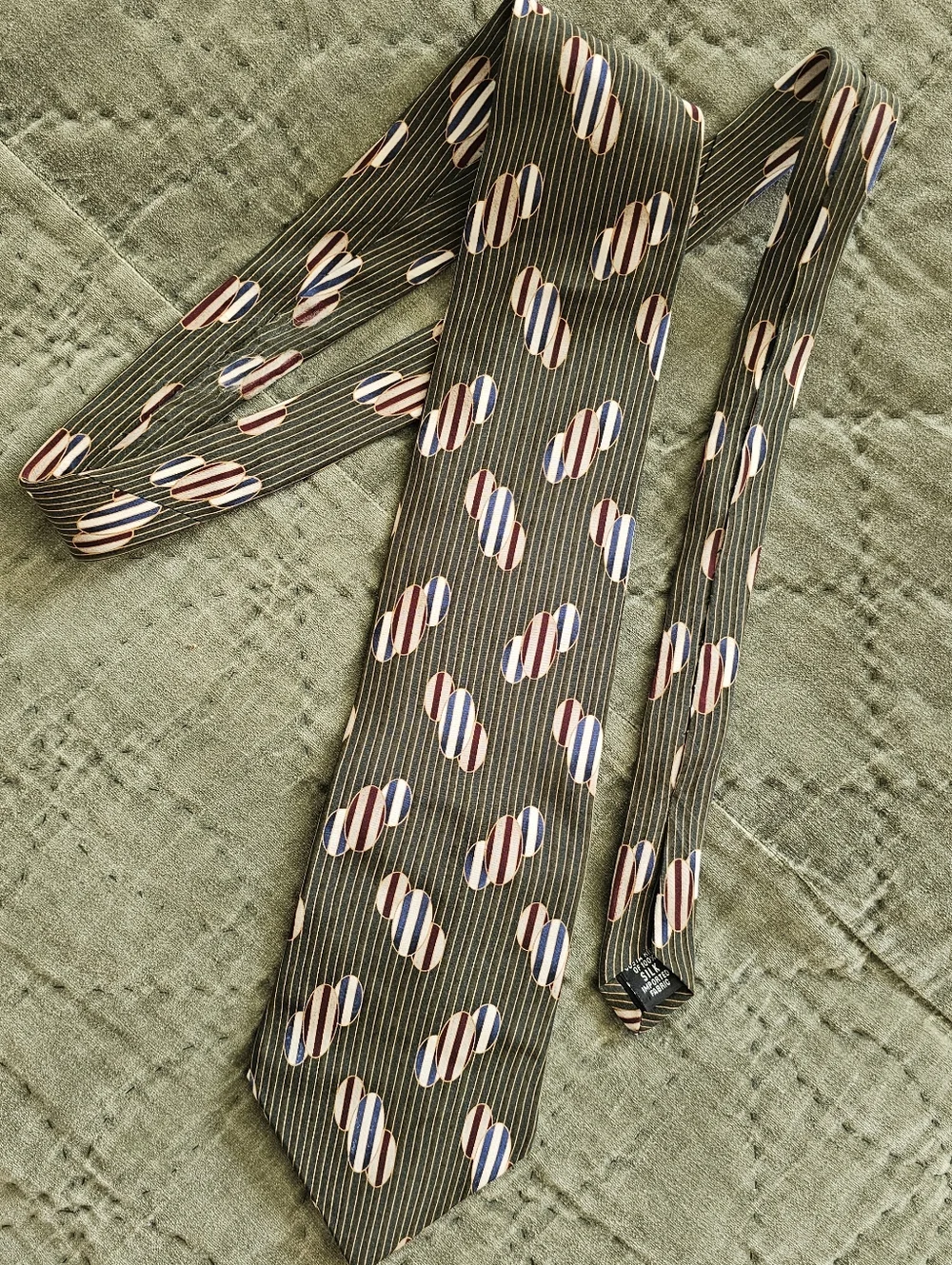 Vintage Bill Blass Black Label Olive Green Silk Wide Tie